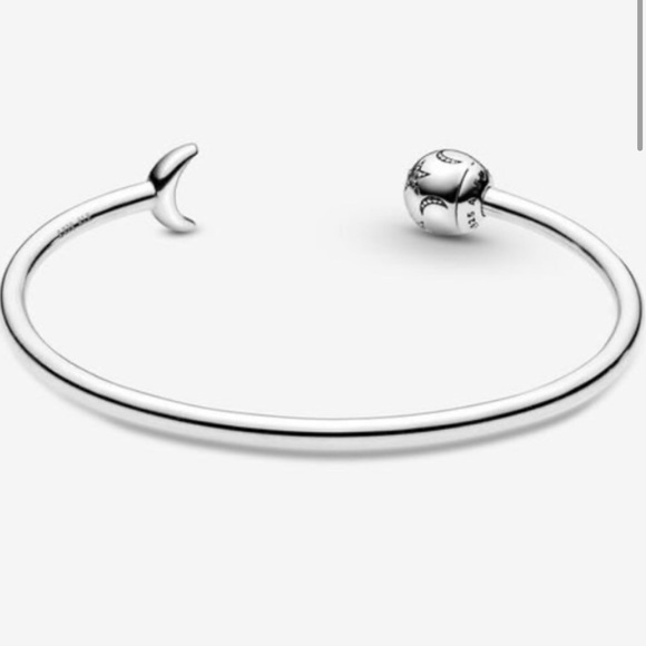 NEW Pandora Moon & Stars Open Bangle Bracelet Zirconia W/ NEW Pink Themed Charms - Picture 3 of 16